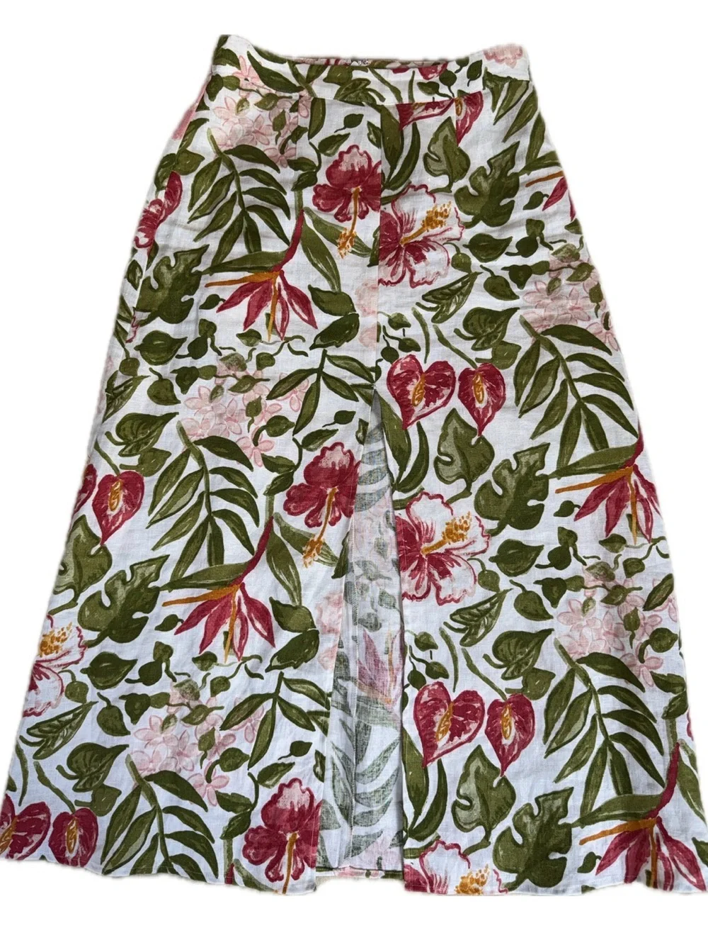 Reformation jonas skirt in Kauai 100% linen Floral Midi Skirt size 2